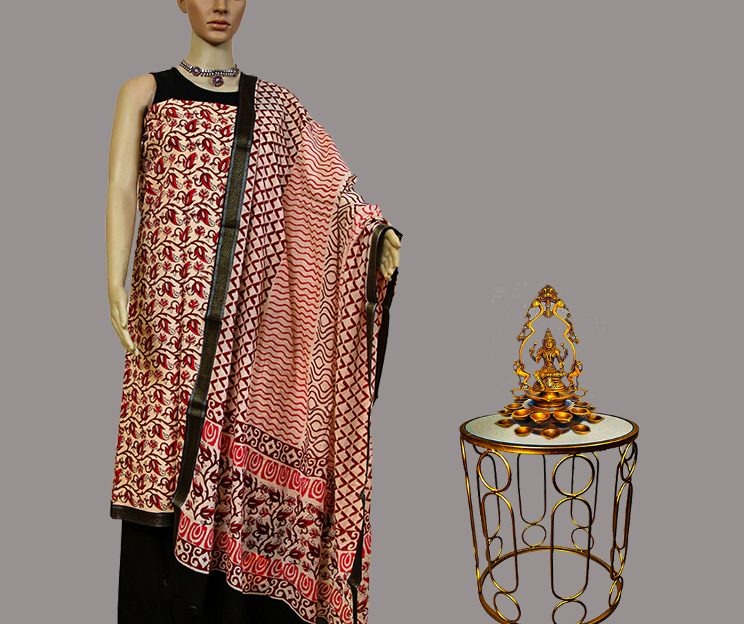 Shop bagru print maheshwari silk suits online shopping- Shalvi –  ShalviFashion